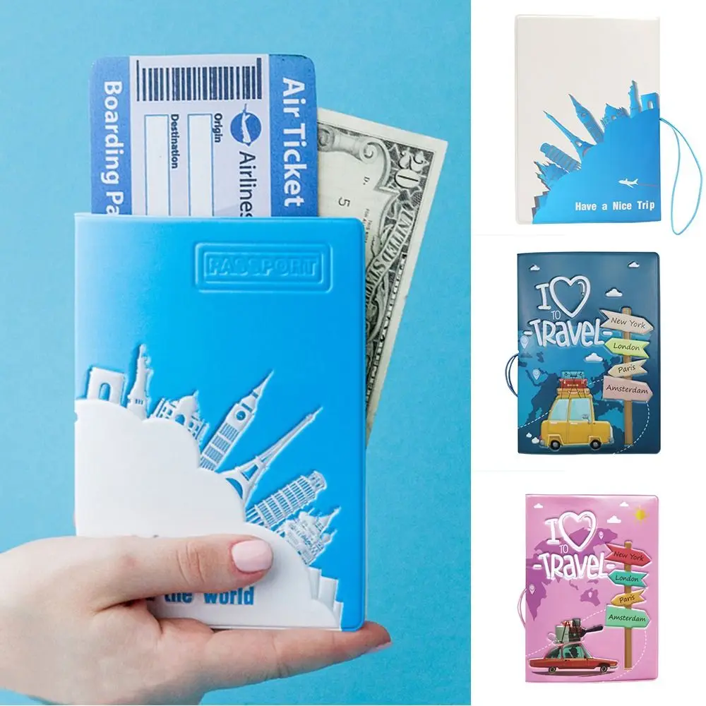 Cartoon Print PU Leather Passport Holder for Kids Adult Certificate Storage Bag Ticket Holder Card Case Travel Accessories