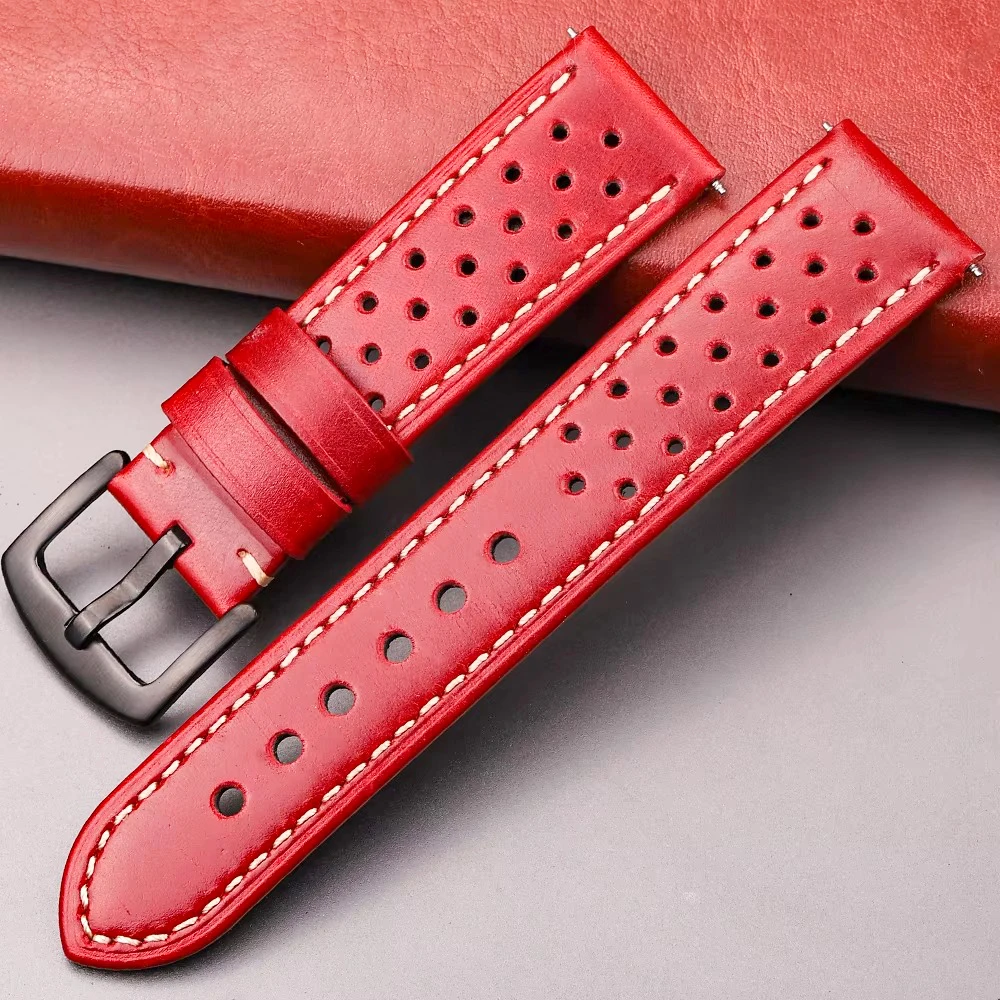 Premium Vintage Matte Genuine Leather Watch Strap – Breathable Cowhide Band
