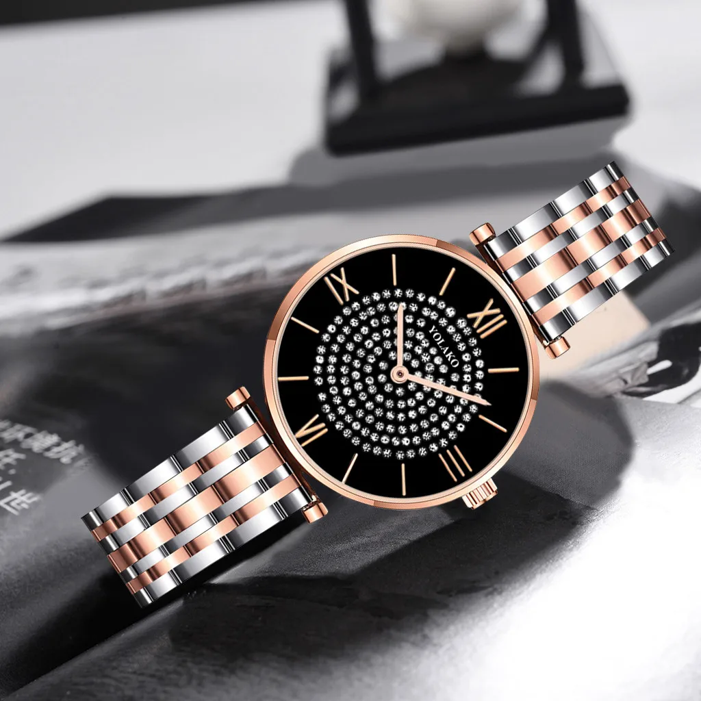 2022 New Fashion Gold Arenaceous Diamond Analog Casual Quartz Watch Women Full Steel Watches Luxury Relogio Feminino #15 |