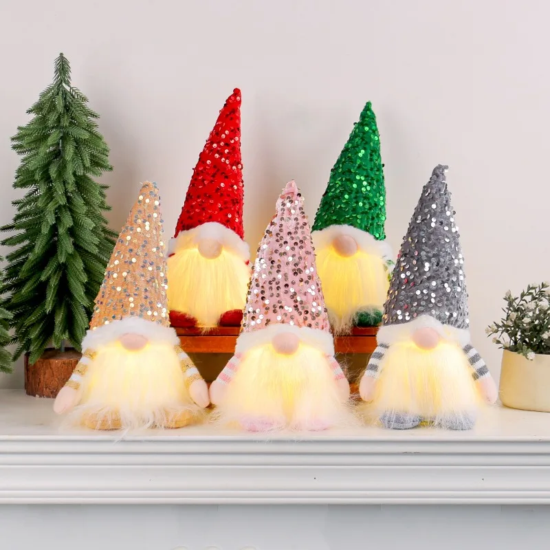 Elf Gnome Doll with LED Light, Christmas Decorations for Home, Xmas, New Year, Children's Gifts, 30cm
