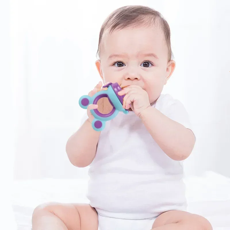 Silicone Fruit Feeder Bottle Accessories Baby Feeder Silicone Fresh Food Nibbler Kids Boy Girl Bear Ear Fruit Feeding Cute Infant Baby Supplies Nipple Soother Bottles