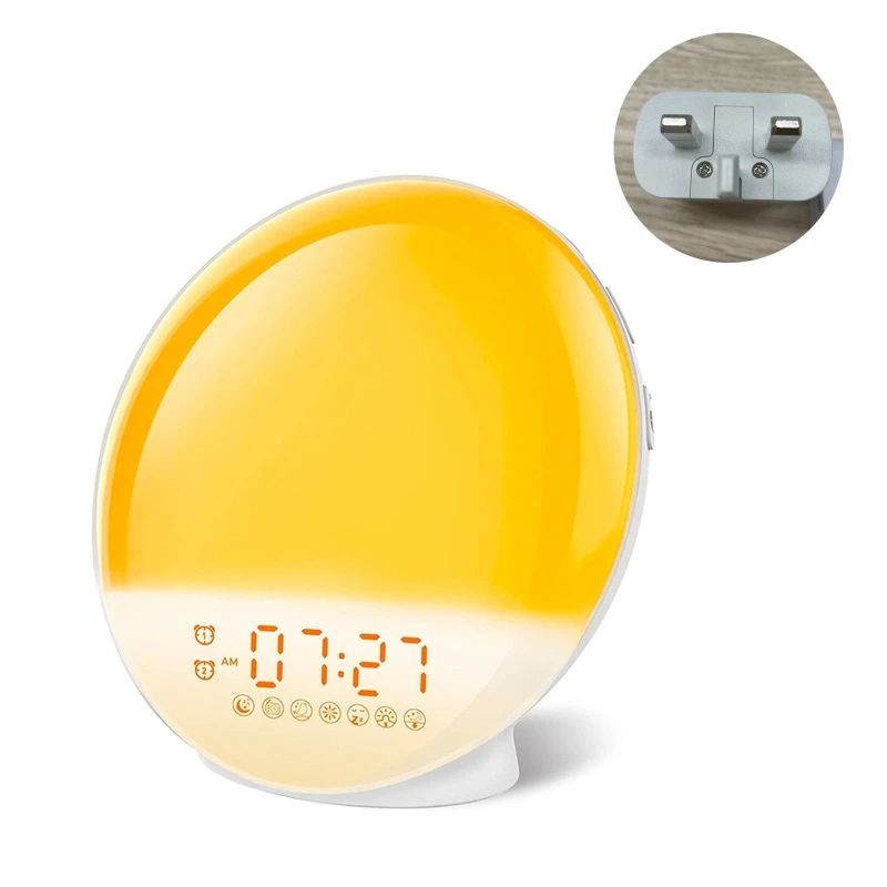 M6Ca Simulazione Sun Rise E Sunset Clock Wake Up Light Con Doppio Allarme Radio Fm 7 Colori 20 Livelli Di Luminosità Per Camera Da Letto