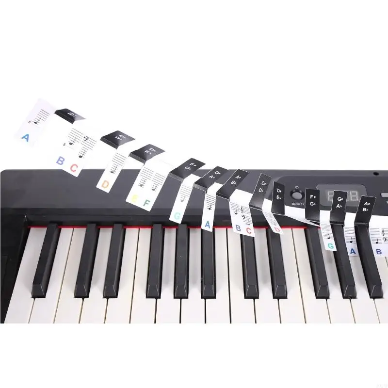 PXPF 88-Key Piano Keyboard Stickers Universal Piano Notes Guide Labels Electronic Key Labels Adhesive Stickers