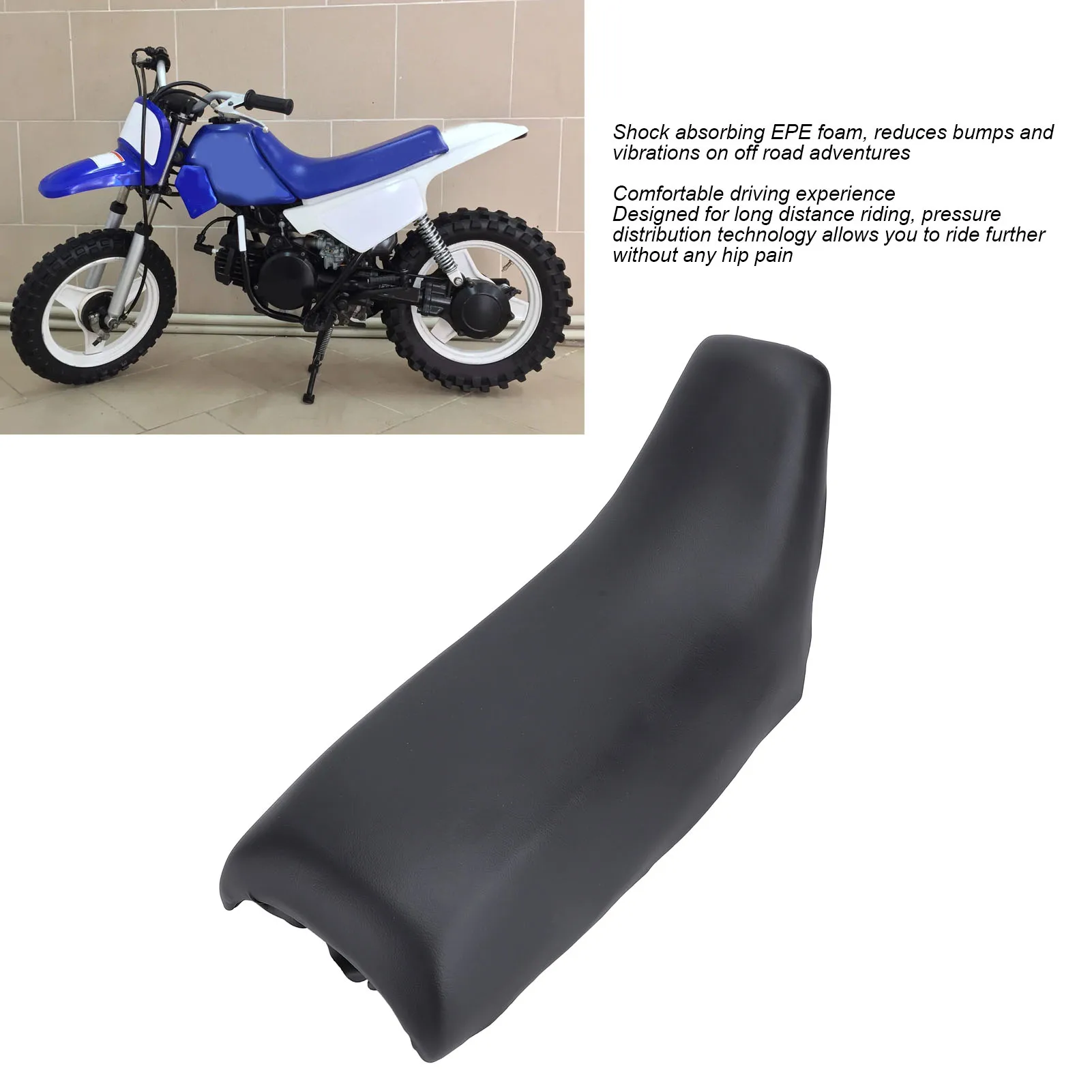 Dirt Pit Bike Seat Pit Dirt Bike Seat Comfortable PU Leather Shock Absorption Foam Tall Seat for PW50 PY50 Scooter Motorcycle
