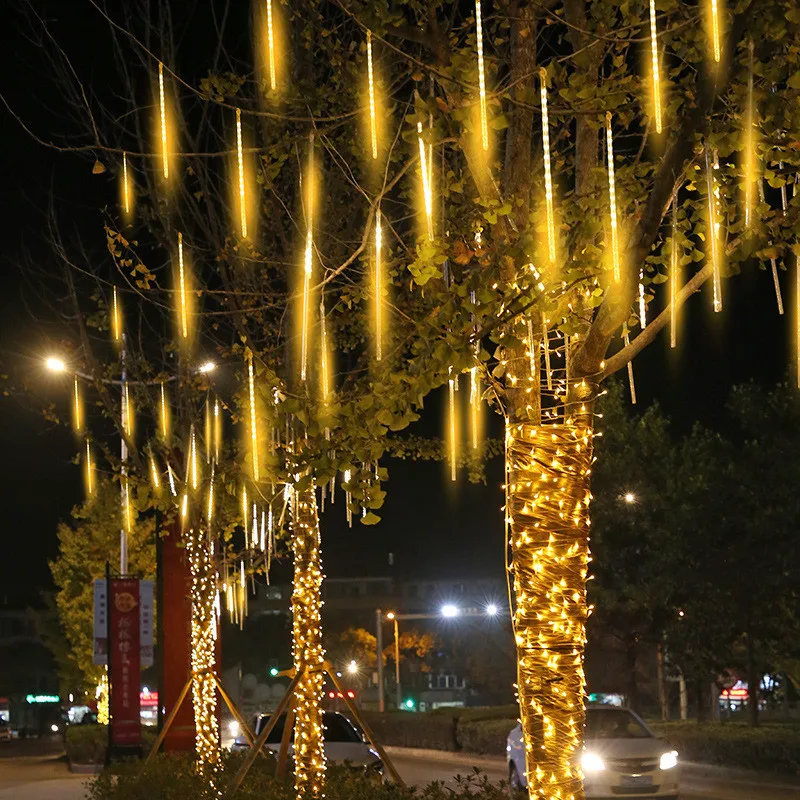 

Solar Meteor Shower Rain 8 Tubes LED String Lights Waterproof Christmas Outdoor Patio Decorations Wedding Navidad Tree Holiday