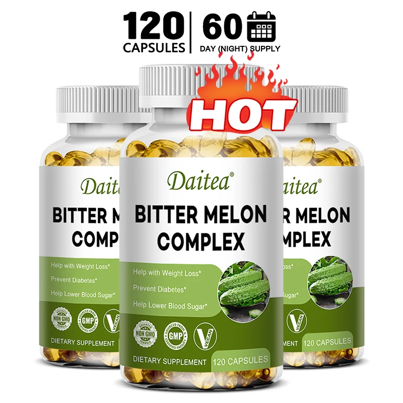 Daitea Natural Bitter Melon Extract Capsules Supports Weight Management Normal Blood Sugar Balance digestive capsules,berberine capsules,reishi capsules,black seed oil capsules,lions mane mushroom capsules