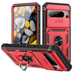 Rugged Military - Grade Shockproof Phone Case with Kickstand and Slide Camera Cover - Google Pixel 10 (Red)