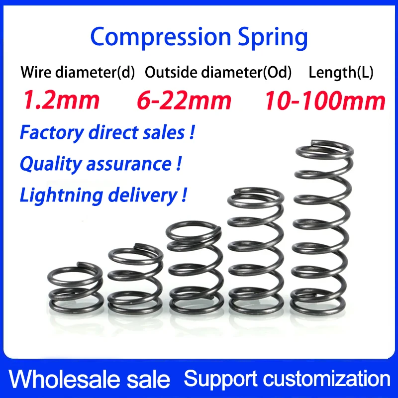 

65Mn Compression Spring Y Type Cylidrical Coil Rotor Return Pressure Compressed Spring Steel Wire Diameter 1.2mm