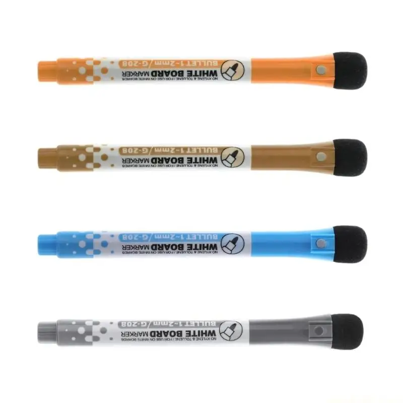4Pcs 컬러 마그네틱 화이트보드 마커 내장 지우개 1.0-2.0MM 라인 와이드