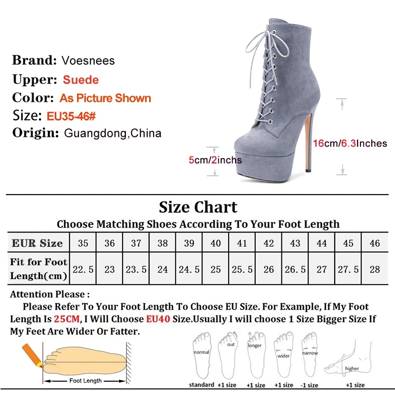 16CM Ultrahigh Heels Nightclub Club Suede Sexy Shoes For Women Platform Stage Show Lace-up Short Boots Stripper Pole Dance Boots