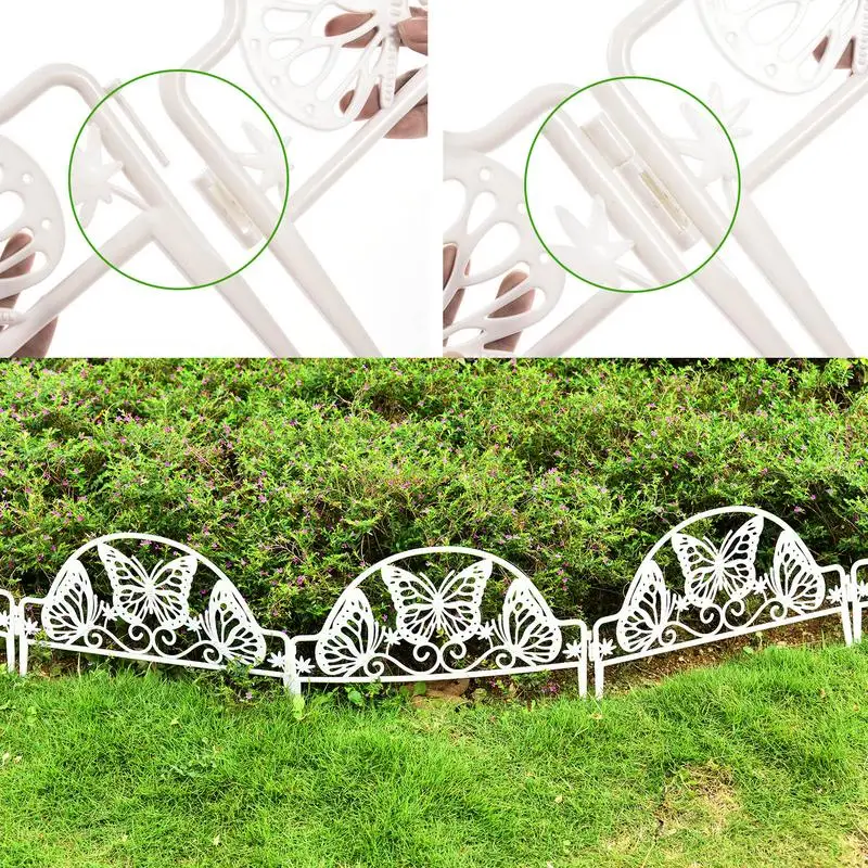 4PCS Outdoor Fence White Plastic Picket Fence Garden Border Edging Can