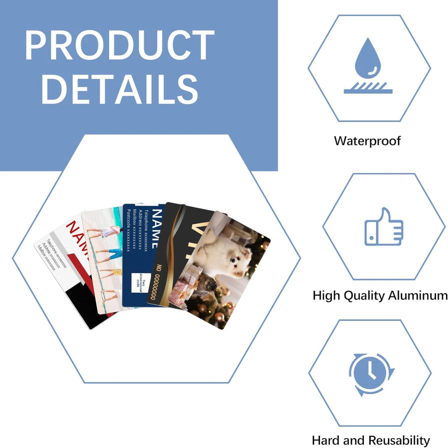 Double-Sided Aluminum Sublimation Business Card Blanks-Heat Press Transfer 50pcs/100pcs White Desk Accessories 3.4 x 2.1Inches business cards