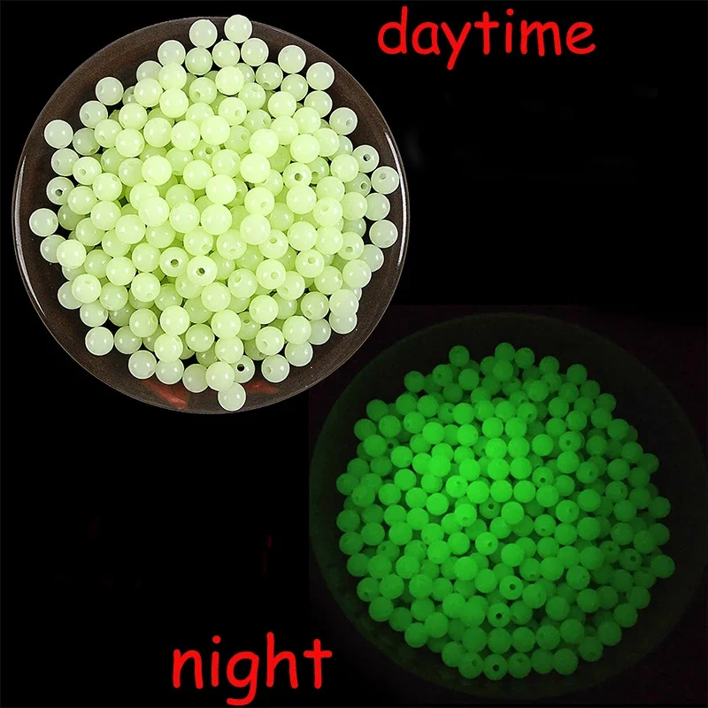 100pcs Oval Night Luminous Fishing Beads Glowing Sea Fishing Lure Bait  Floating Beads Fishing Tackles Tools For Rig 5mm 8mm