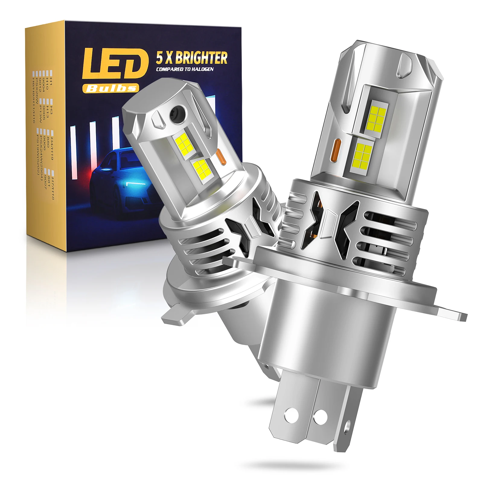 MICTUNING H4/H19 LED 헤드라이트 전구, 냉각 팬이 있는 매우 밝은 8000LM 6000K 흰색, 1:1 미니 크기 플러그 앤 플레이 자동차