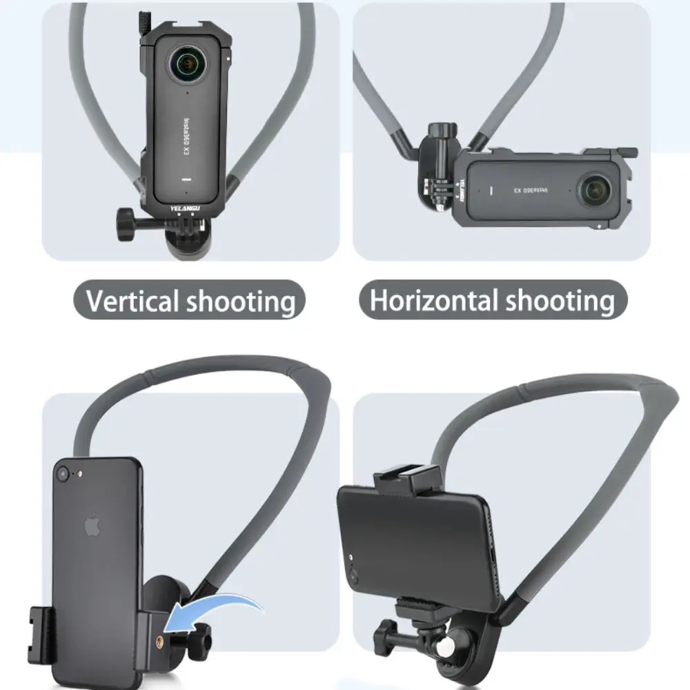 Yelangu-silicone Pescoço Hold Mount Gopro Hero 11 10 Insta360 x3 Dji Osmo Ação Câmera Telefone Vlog Acessórios - Image 2