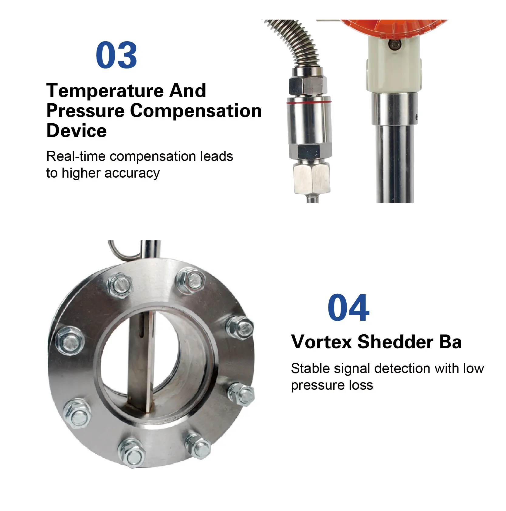 LUGB-XX Vortex Flow Meter Steam Hot Oil Flowmeter 304 Stainless Steel 24V 4-20mA