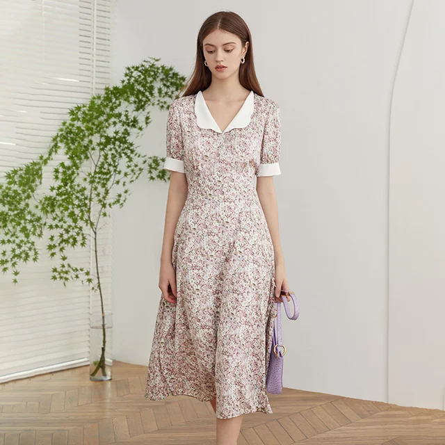 FSLE Floral Print Splice Vintage Long 