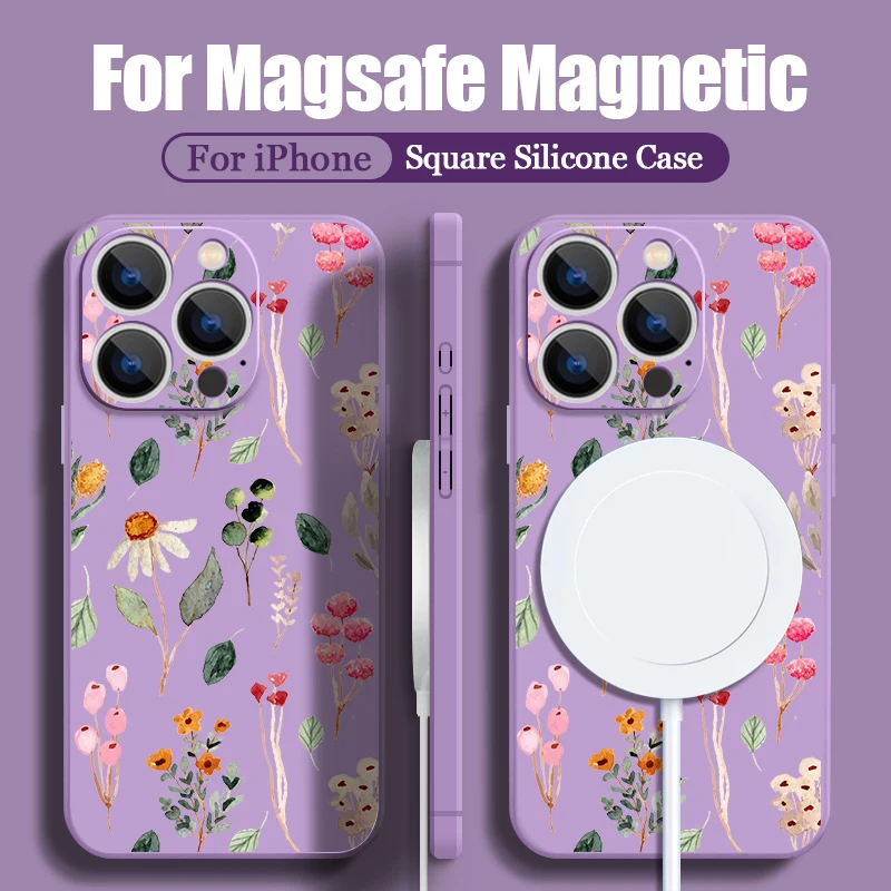 Magnetic Floral Lanyard Phone Case with Built-in Metal Plate
