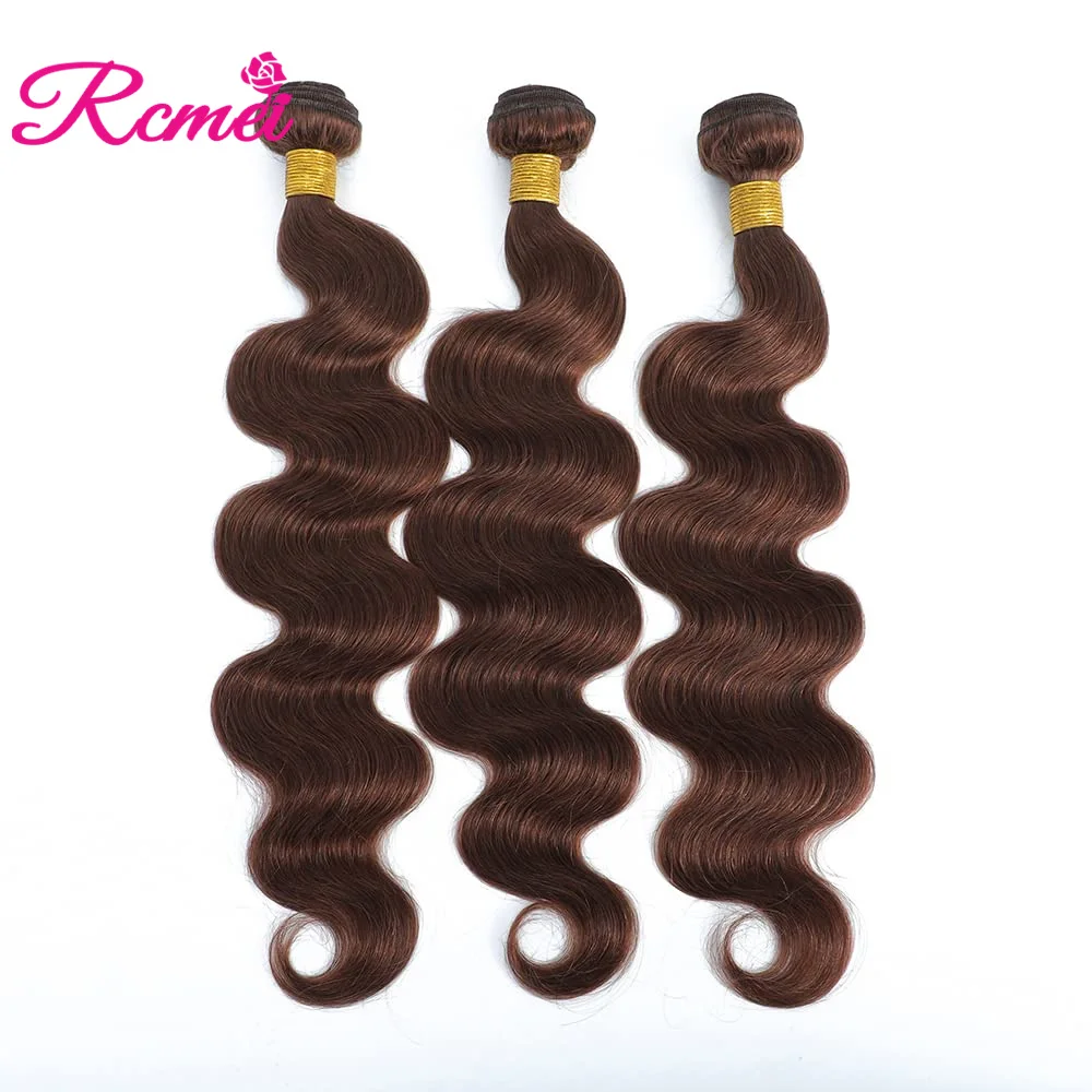 4# Body wave Hair Bundles Peruvian Human Hair Weaves 10A 10--32inch Brown Bundles Remy Human Extension Chocolate