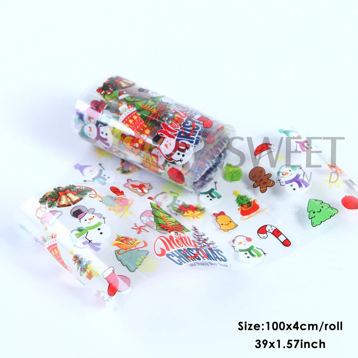 10pcs/box Winter Adorable Christmas Series Nail Transfer Foils Xmas Tree Santa Elk Snowflake Starry Sky Paper 2026 Decor Sliders