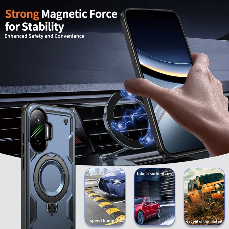 360° Rotating Stand with Magnetic Drop-Proof Cover