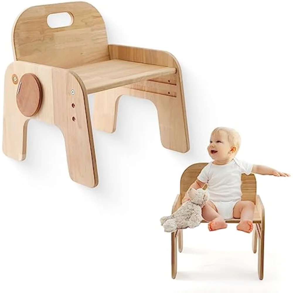 ibwaae Natural Solid Wooden Kids Chair Height-Adjustable Wooden Chair kids sofa uvr tatami single lazy sofa chair pp cotton padded padded living room lounge chair balcony bay window recliner adjustable tatami