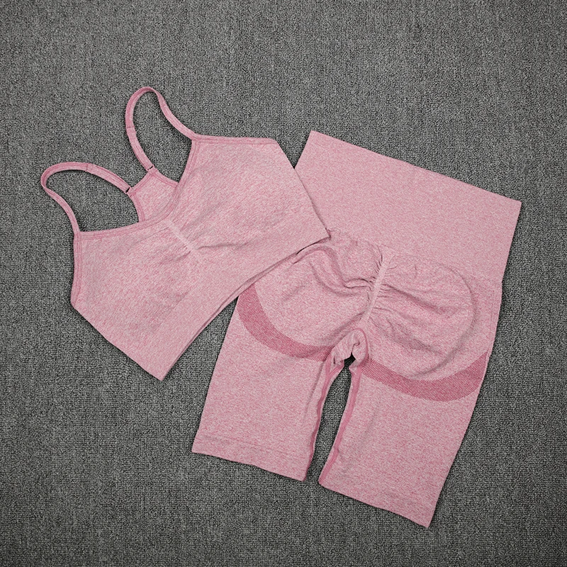 Conjunto Deportivo Efecto Push Up Sin Costuras Rosa