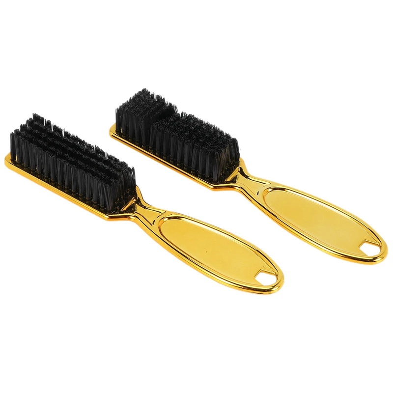 

Promotion! Fade Brush Comb Scissors Cleaning Brush Barber Shop Skin Fade Vintage Oil Head Shape Carving Cleaning Brush Gold 2PC