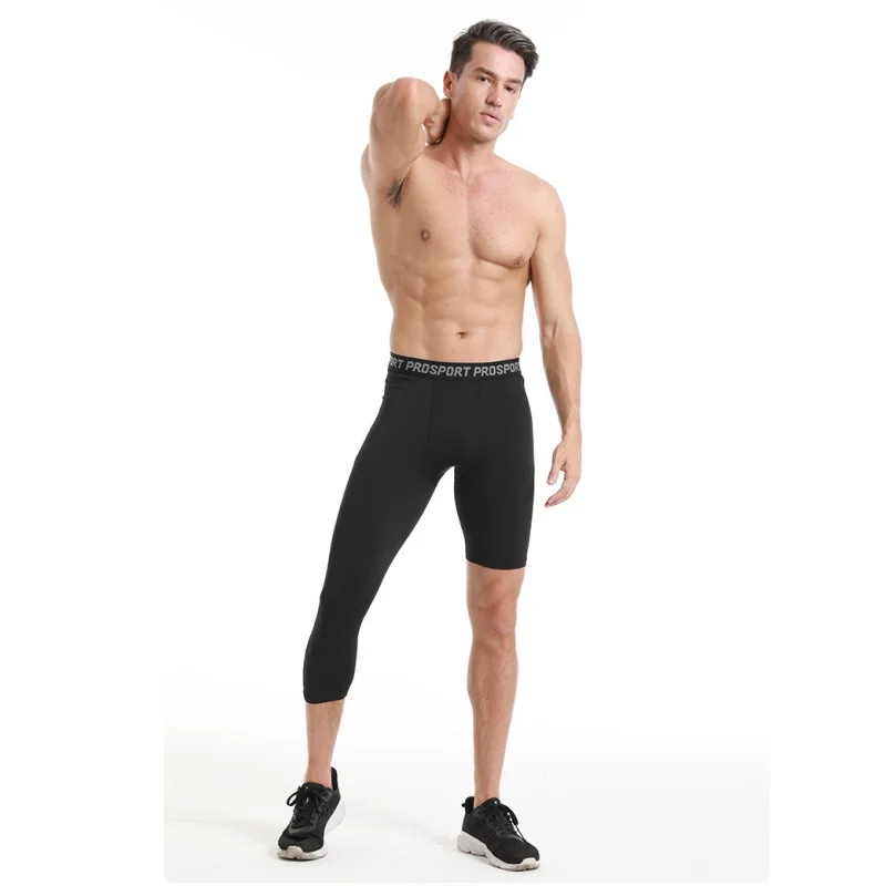Sports Leggings Compression Pants Single Leg Basketball Leggings Quick Drying 3/4 Men Running Football Yoga Fitness Compression Pants Sports Clothing Accessories