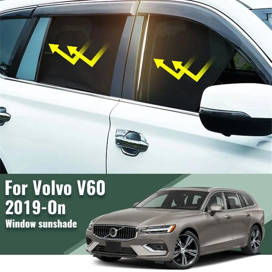 

For Volvo V60 2ND 2019-2023 2024 Magnetic Car Sunshades Front Rear Windshield Blind Curtain Baby Side Window Sun Shade Visor