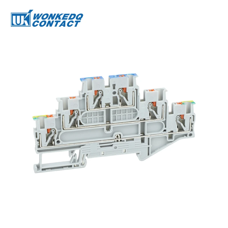 Wire Connectors Din Rail Terminal Block PT2.5-PE/L/N 3 Level Din Rail Terminal Block Ground Modular Push-in 2.5mm Grounding Wire Electrical Connector PT2.5-3L-PE