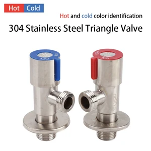304 Stainless Steel Triangle Valve Switch 1/2" Water Stop Valve Home Toilet Water Heater Inlet Pipe Valve Color Identification