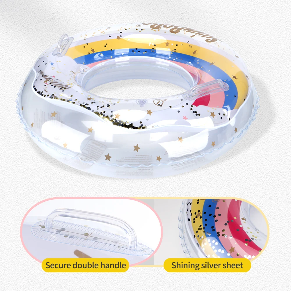 Swimbobo New Style Baby Float Ring Rainbow For Kids PVC Inflatable Swimming Underarm Rings Children Floats In Summer Floating 5