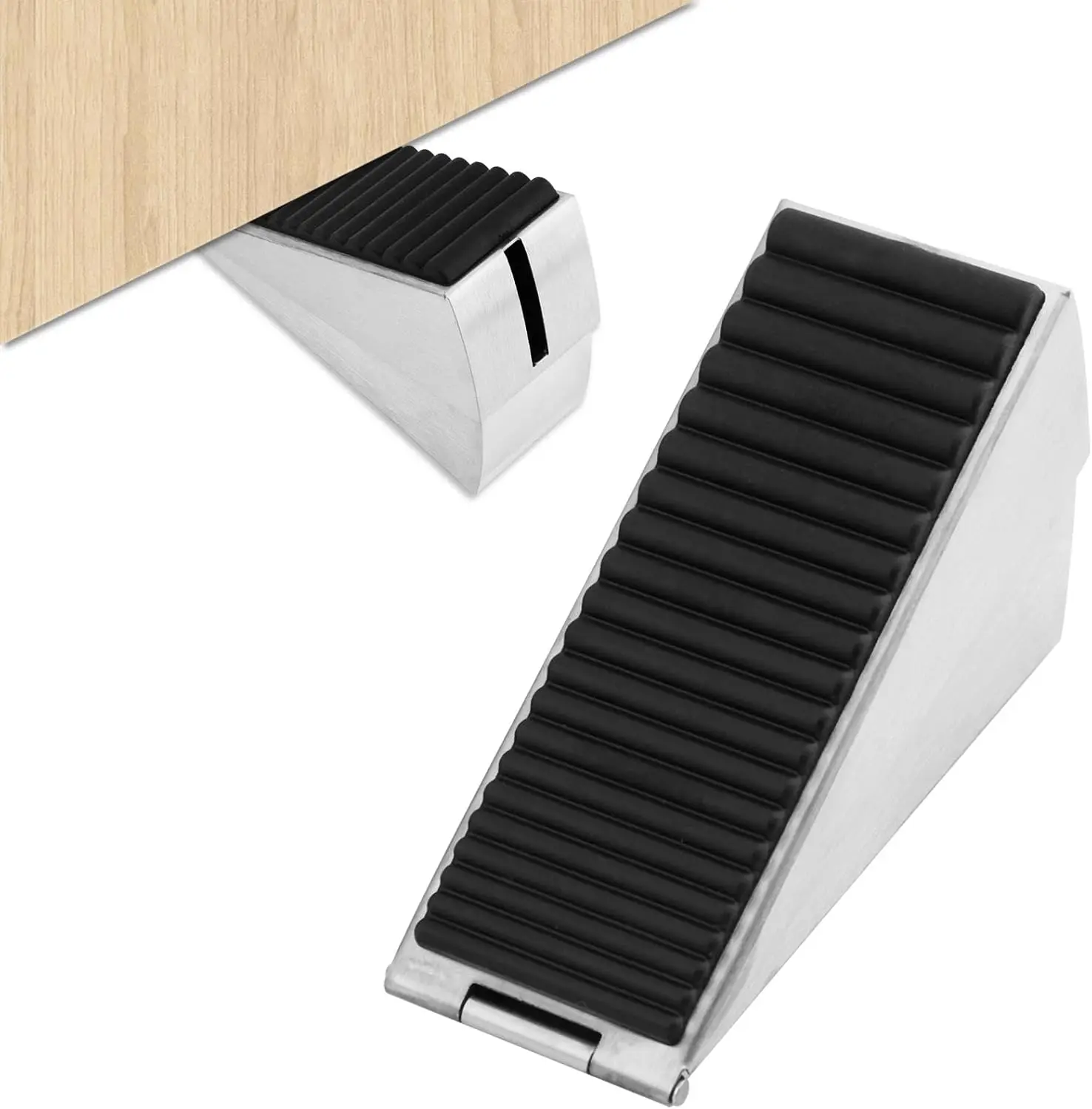 ,Heavy Duty Large for Bottom of Door,Removable Door ,2.99 inch Tall Adjustable Stainless Steel Doorstop with Spring Non-Slip R