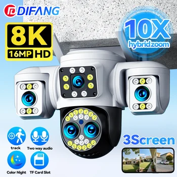 Yoosee WiFi Camera Outdoor Three Screen Four Lens 10X Zoom Auto Tracking Yoosee CCTV Onvif Security Cameras Surveillance 1