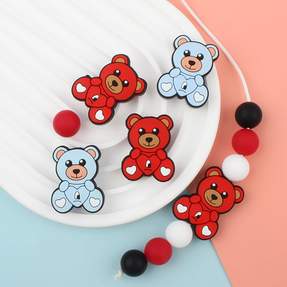 새로운 실리콘 초점 비즈, 곰 젖니 비즈, DIY 젖꼭지 체인, 쥬얼리 키체인 펜, 장난감 쥬얼리 액세서리, 10 개