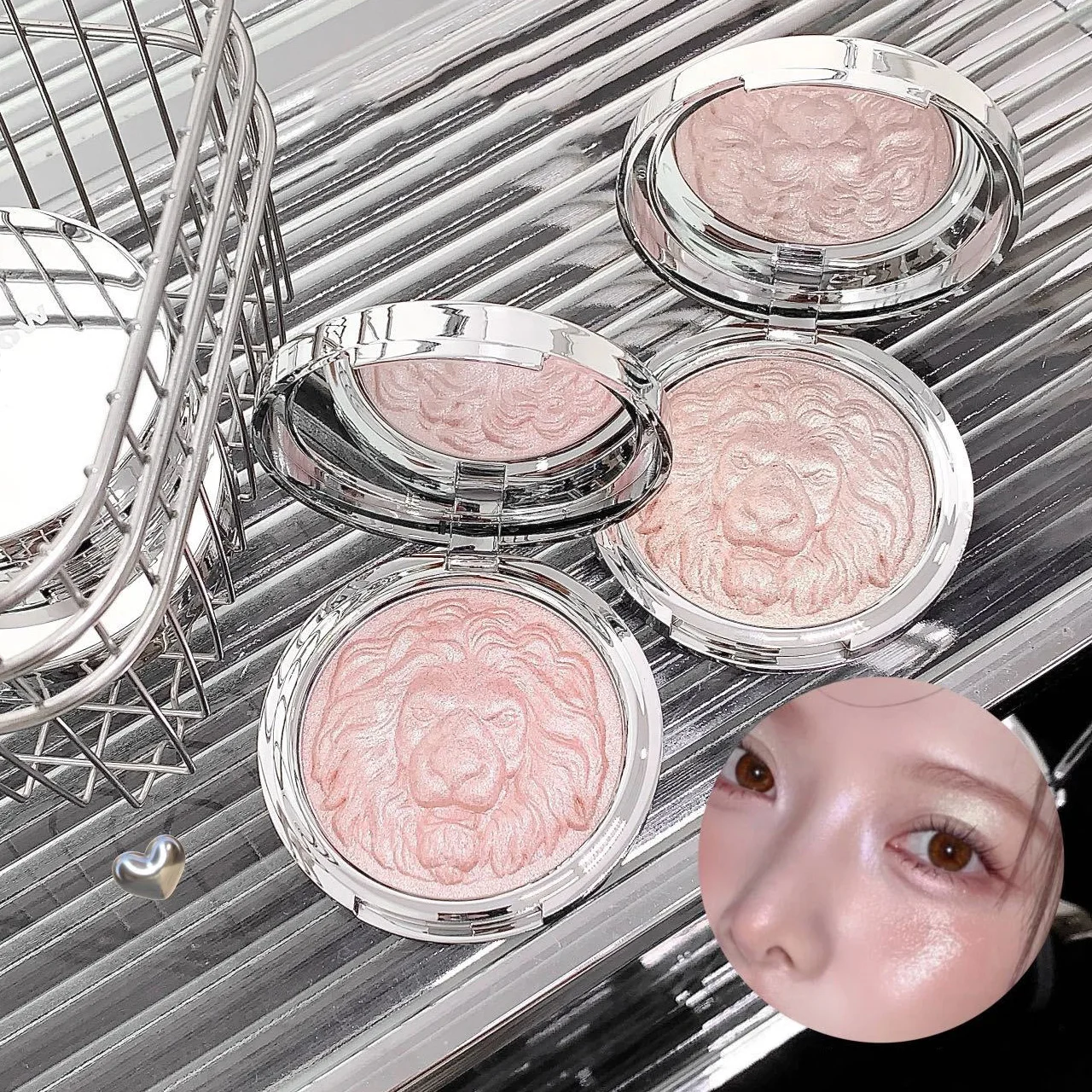 Shimmer Diamond Pink Highlighter 3 Colors Palette Brighten Contour Radiant Skin Natural Long-lasting For Festival & Daily Makeup