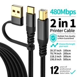 Universal USB - A to USB - C Printer & Scanner Cable - 3m (Black)