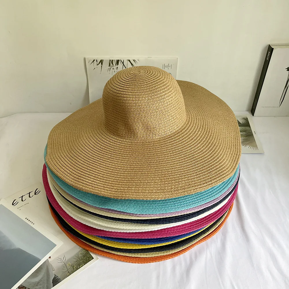 Elegant Women Paper Straw Hat Packable Wide Brim Sun Hat