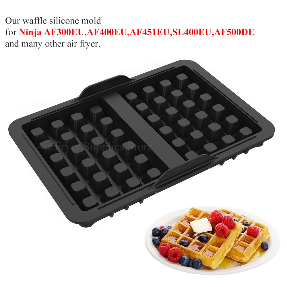 2 Pcs Air Fryer Silicone Waffle Moulds Rectangle, Waffles Maker Insert For Airfryer, Silicone Waffle Mould Square For Ninja AF300, AF400EU, AF451EU, SL400EU - View #10