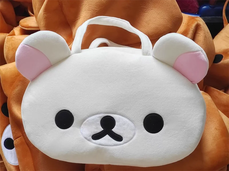 Borse tote in peluche Rilakkuma Korilakkuma per donna, borse a tracolla grandi e carine, borsa da viaggio anime kawaii con testa di orso bianco - immagine 2