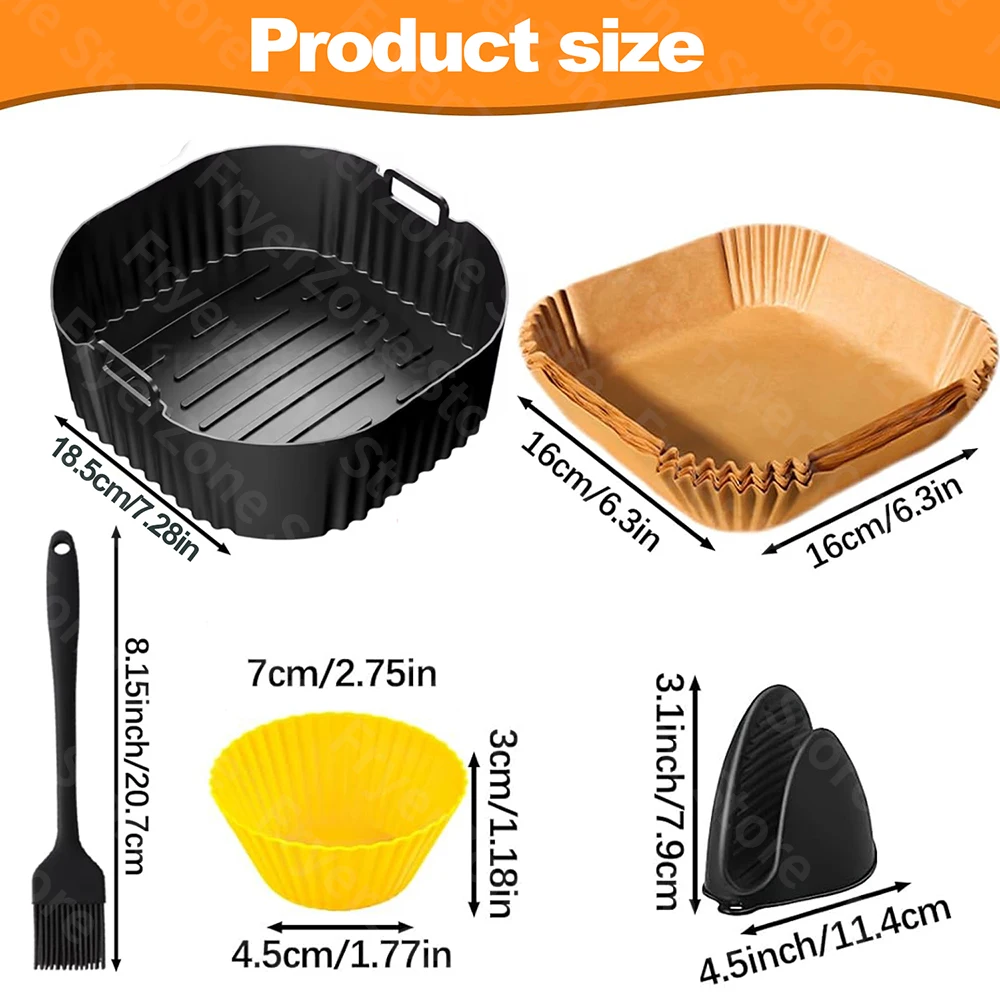 Premium Air Fryer Accessories with Reusable Silicone Liners