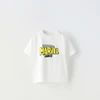 White Printed Cartoon T Shirt 2025 Summer New Kids Clothing Loose Casual Short Sleeve Tees Tops O-neck Baby Boys T-shirts Trendy 2