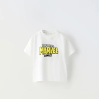 White Printed Cartoon T Shirt 2025 Summer New Kids Clothing Loose Casual Short Sleeve Tees Tops O-neck Baby Boys T-shirts Trendy 2