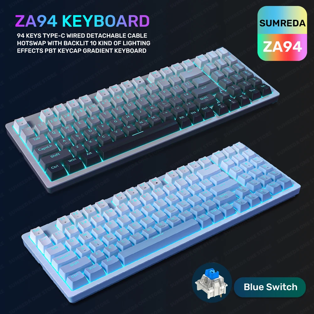 SUMREDAZA94MechanicalKeyboard94KeysFullNonimpactBacklit