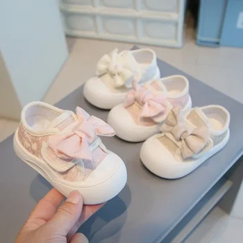 1-5 anni scarpe di tela scarpe per bambini con suola morbida primavera autunno scarpe da skateboard a forma di nodo a farfalla per bambini scarpe alla moda per ragazze 1