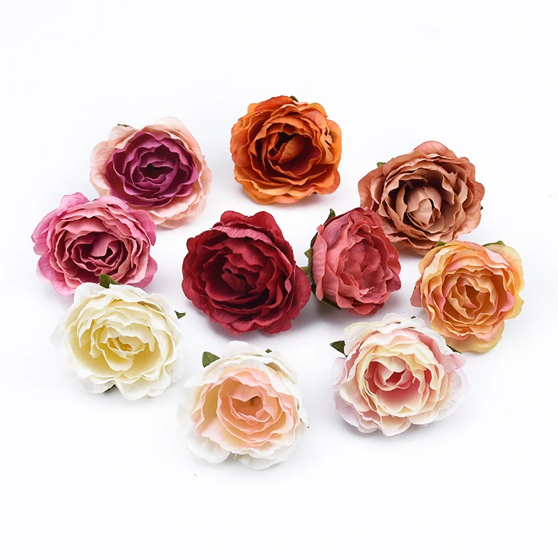 100 Stück künstliche Blumen, mehrfarbige Rose, gefälschtes Zuhause, Raumdekoration, Zubehör, Box, Scrapbooking, Festival, Hochzeit, Girlande, Geschenke, Requisiten – Detail 4