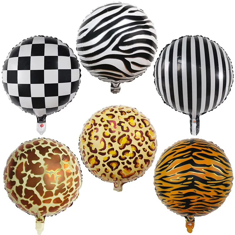 

10pcs 18Inch Animal Printed Cow Tiger Zebra Leopard Foil Helium Balloon Jungle Forest Safari Zoo Theme Birthday Party Supplies