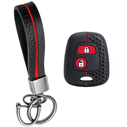 Silicone 2 - Button Car Key Cover - Premium Protection & Style ( With Keychain Red)