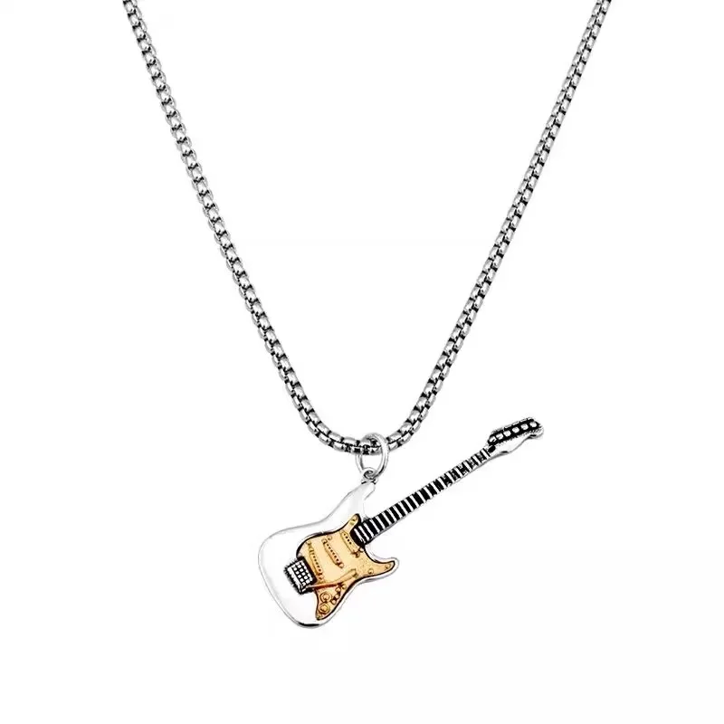 남성과 여성을 위한 펑크 스타일 일렉트릭 기타 목걸이 레트로 독특한 디자인 힙합 멋진 펜던트 락앤롤 쥬얼리
